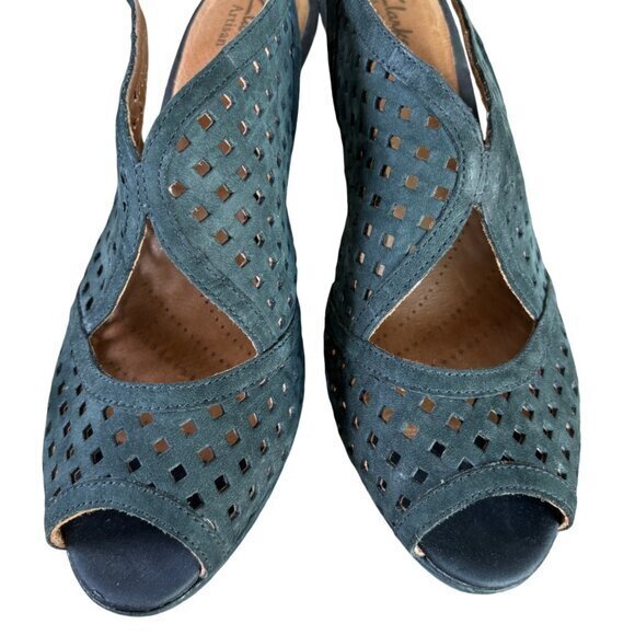 Clarks Artisan Wessex Shay Pump‎ Black Laser Cut Peep Toe Heel Womens 10 - Picture 5 of 10